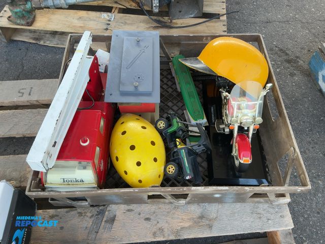 Lot 2-95979 - Vintage Tonka Fire Truck, John Deere Gator Toy, Vintage Harley Davidson Motorcycle Phone, Helmet, &a...