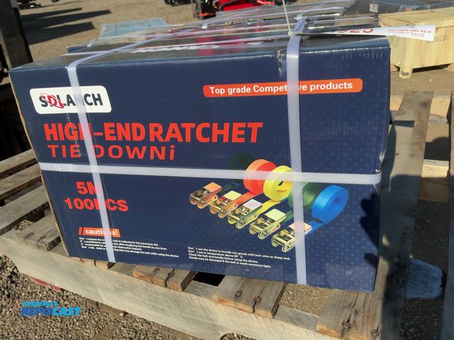 Lot 2-41925 - Lot of (100) New SDLANCH 1” Wide Straps with Ratchets Attached, 5 Meter Long, for looping around ite...