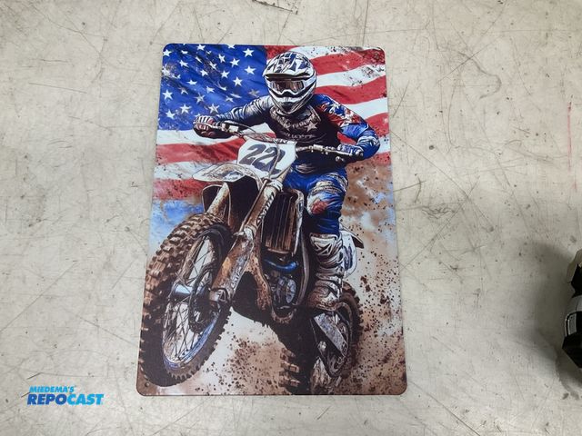 Lot 2-60959 - New 8” x 12” motor cross themed decorative tin sign