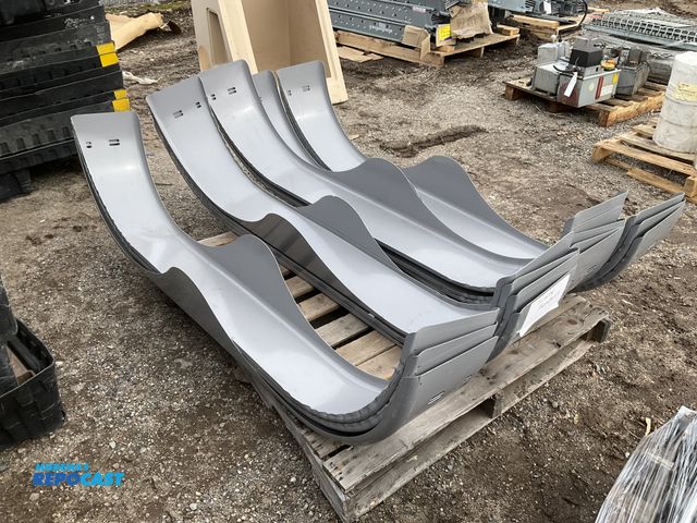 Lot 2-19855 - Skid lot of (15) metal trailer fenders approx. 65” x 8”