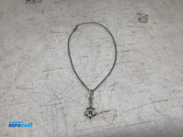 Lot 2-74145 - New Chrome Hearts Fleur de Lis pendant necklace (silver-toned ball chain)