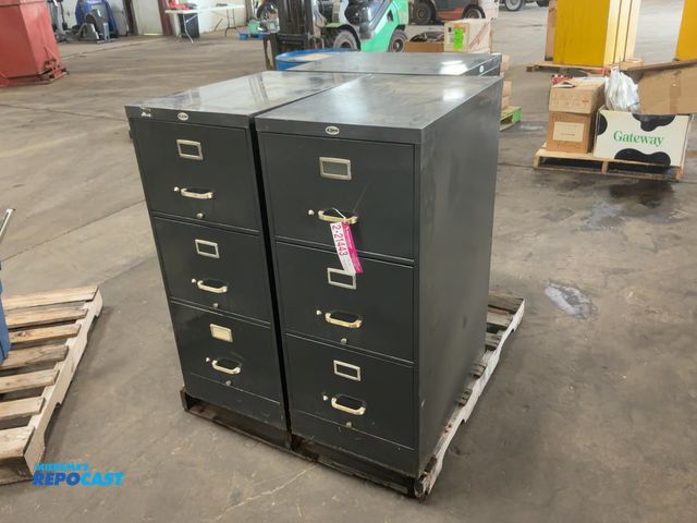 Lot 2-21443 - (3) Wesco 3-Drawer Metal File Cabinets, 18"x28"x42" tall