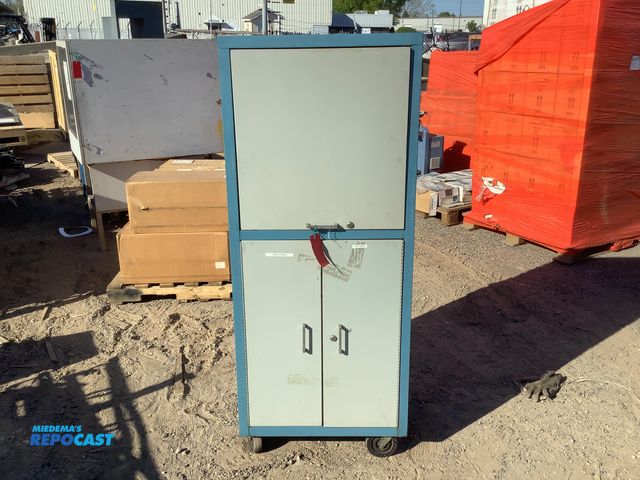 Lot 2-34805 - 3-Cupboard Rolling Metal Storage Unit