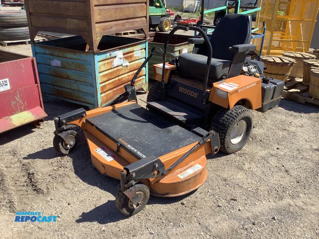 Lot 2-34762 - Woods 6160 0-turn mowing machine lawn mower - has a 60" wide front mounted lawn mower deck, fully ad...