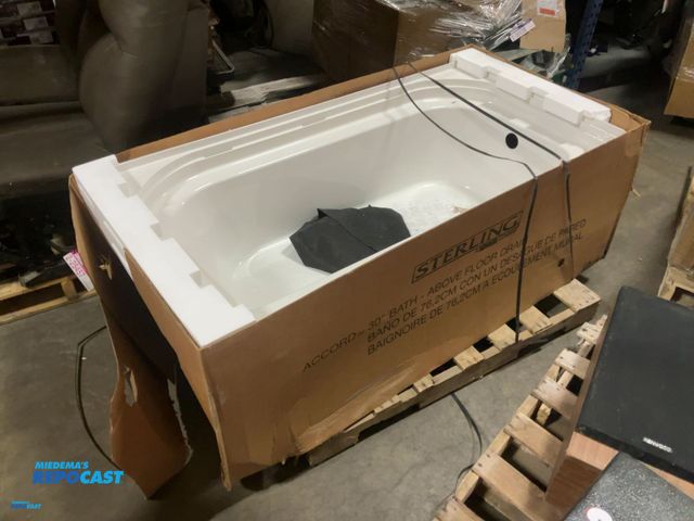 Lot 2-32728 - Sterling accord 30” fiberglass bath, above floor drain