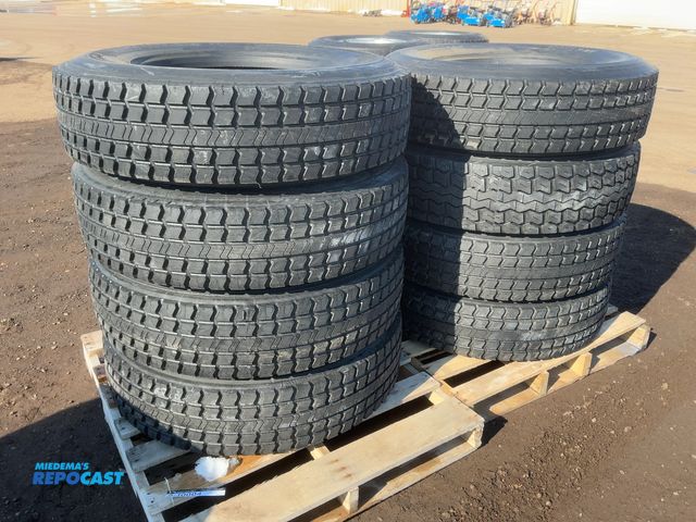 Lot 2-10004 - (8) Recap 295/75R22.5 Semi Tires, one has mismatched tread pattern