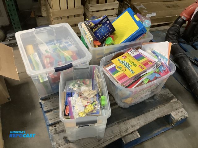 Lot 2-60890 - Skid Lot of Totes of Assorted Arts and Crafts Items, Games, Children’s Books, and More