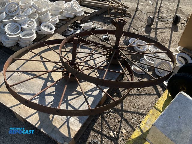 Lot 2-91360 - (2) antique wagon wheels