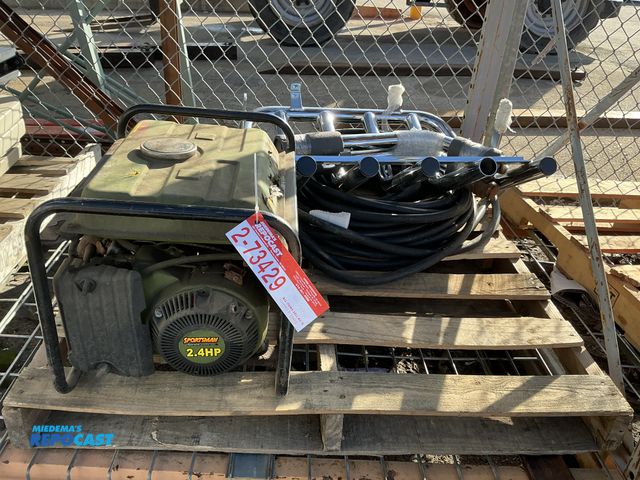Lot 2-73429 - Car Bull Bar, Push Brush Bar and 1500W 24hp Generator (not working) and 1/2” air hose.