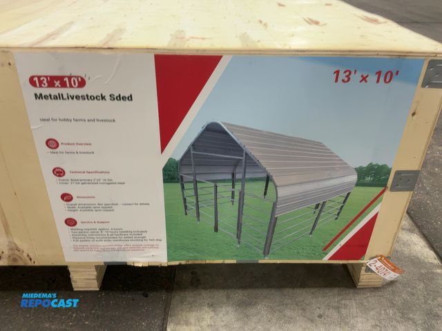 Lot 2-40741 - New SDLANCH 13'x10' Metal Livestock Shed, 2"x2" 16 Gauge Frame, 27 Gauge Galvanized Corrugated Steel...