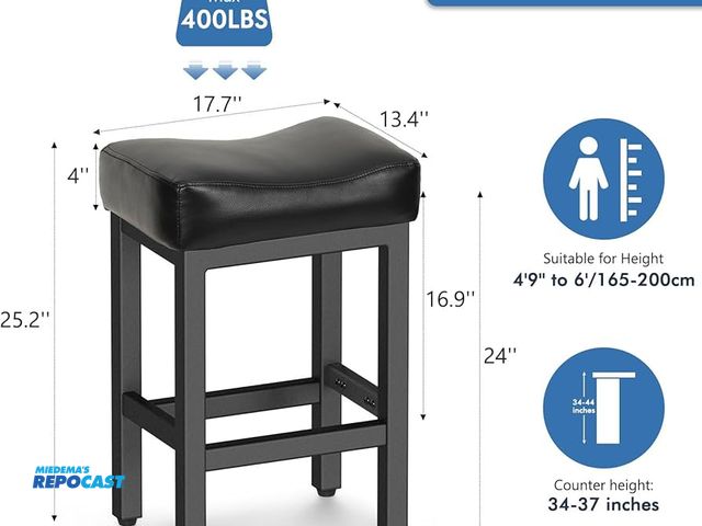 Lot 2-93511 - Black Gray Other Lot of (1) pack of 3 leather upholstered saddle barstools gray+black model JIF24008...