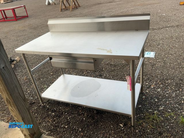 Lot 2-21511 - Advance Tabco 5’ Stainless Steel Prep Table, Lower Shelf, Single Drawer, 30” deep, 38-1/2” top heigh...