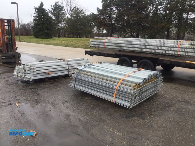 Lot 2-56650 - Ridg-u-rak uprights beams and decking Metal pallet rack uprights (6) 60x16' (1) 42x16' (1)42x12'
bea...