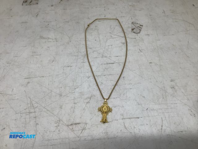 Lot 2-75678 - New Chrome Hearts gothic gold inlaid circle cross pendant necklace