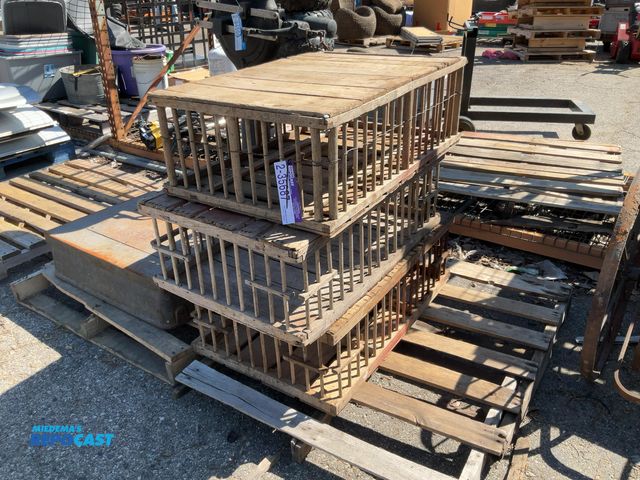 Lot 2-35687 - Hand crafted wooden chicken crates/ carriers