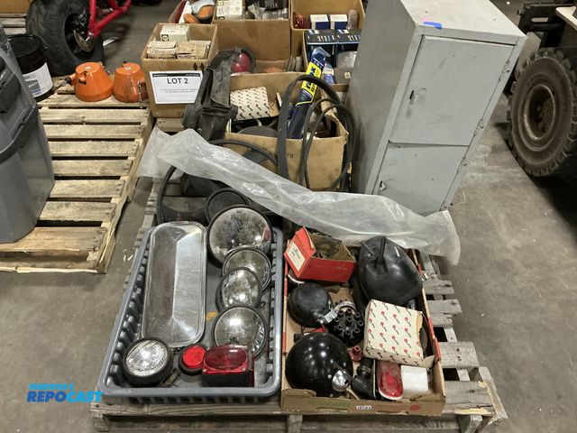 Lot 2-67674 - Skid Lot of Commercial Truck Parts including lights, fans, mirrors, and various NOS parts
