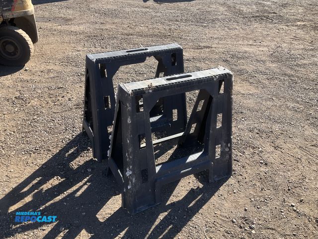 Lot 2-41900 - (2) Husky plastic saw horses, 27-1/2”W x 28-1/2”T each, used