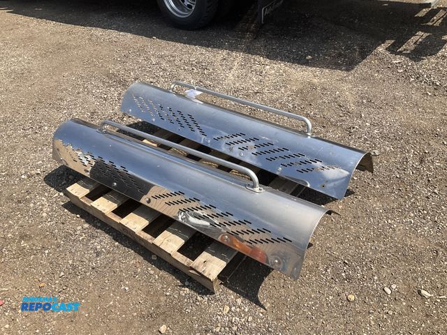 Lot 2-11259 - (2) chrome exhaust stack heat shields with grab bars, each is 63-3/4”T, used