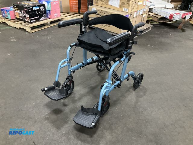 Lot 2-93811 - Go plus foldable blue rollable walker with Velcro bag