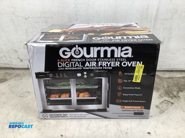 Lot 2-65726 - Gourmia  GTF2480S Other 6-slice French door stainless steel digital air fryer oven with integrated t...