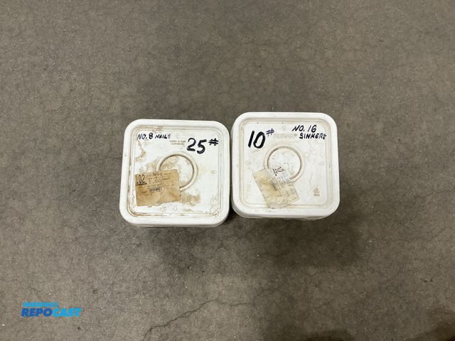 Lot 2-69004 - 25lb Bucket of No. 8 Nails and 10 lb bucket of No. 16 Sinkers
