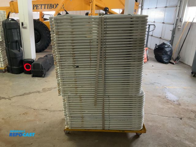 Lot 2-60752 - 50 Metal Folding Chairs W/ metal rolling cart