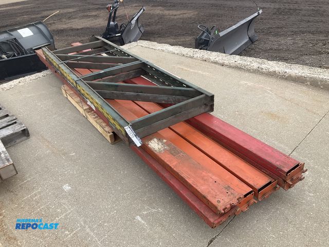 Lot 2-11570 - (2) 91”T x 30” pallet rack uprights and (6) 12’ wide crossbeams, used