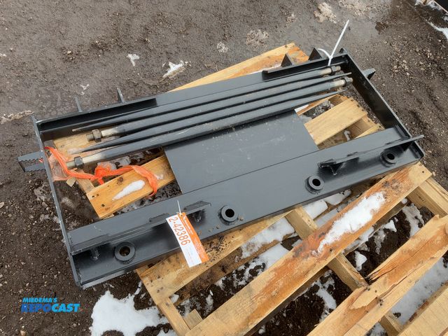 Lot 2-42386 - New JCT Bale Spear Skid Steer Attachment, Universal Quick Attach, Has Four Spears that Stick Out App...