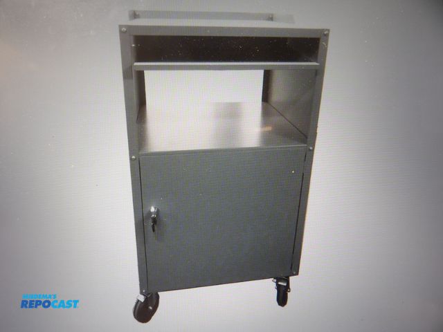 Lot 2-51033 - steel mobile computer cabinet, 17"x24"x49 3/4", 18 gauge, includes keyboard tray, #462d21