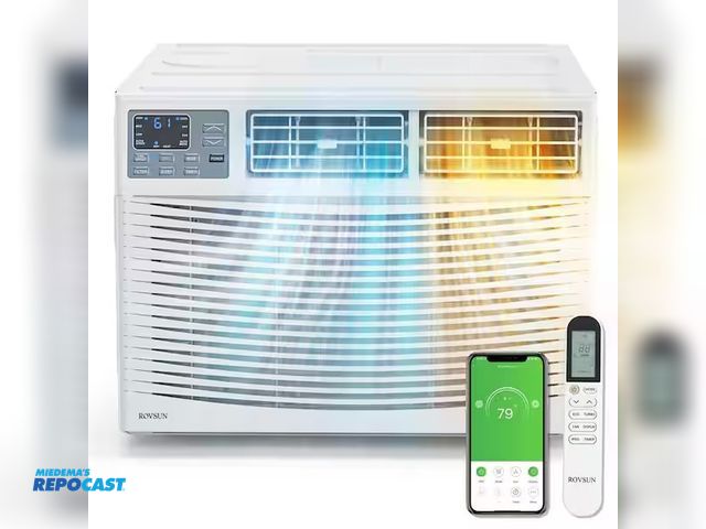 Lot 2-27473 - Rovsun RVTW-08ERA1 8,000 BTU (DOE) Wi-Fi Window Air Conditioner 350 sq. ft. with Heater in White 115...