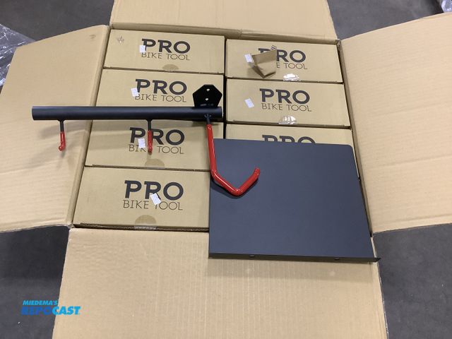 Lot 2-99947 - Lot of (8) pro bike tool bike wall hangers with shelf’s PROB-000239