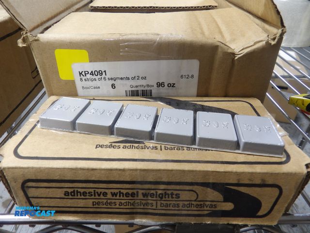 Lot 2-53865 - (576) 2oz adhesive wheel weights - 2 boxes w/ 6 packs each, 8 strips of 6 segments in each pack, 72 ...