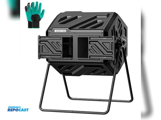 Lot 2-65700 - The Grow’ing Updated 43 Gallon Compost Bin Outdoor, Fast Assemble Tumbling Composter, Dual Chamber C...