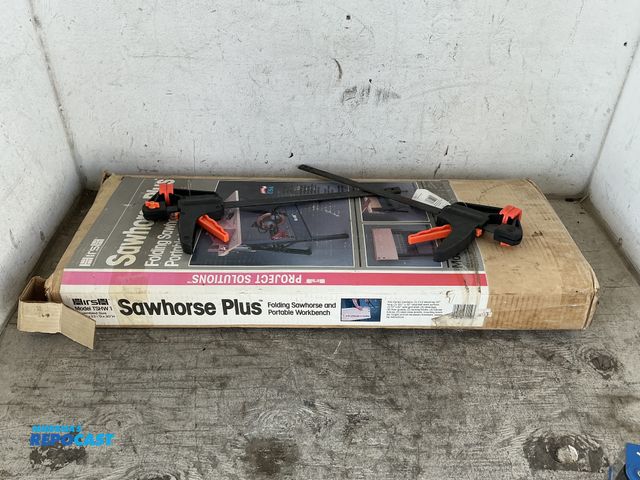 Lot 2-76317 - (1) Foldable Sawhorses/Portable Workbench and (2) 12” Ratchet Bar Clamp/Spreaders