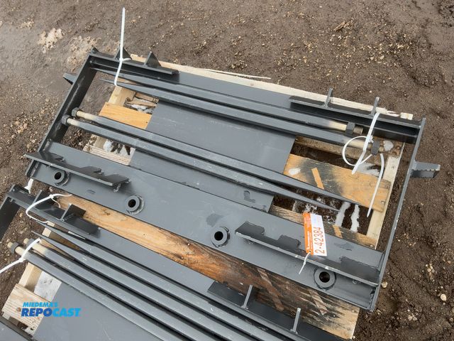 Lot 2-42384 - New JCT Bale Spear Skid Steer Attachment, Universal Quick Attach, Has Four Spears that Stick Out App...