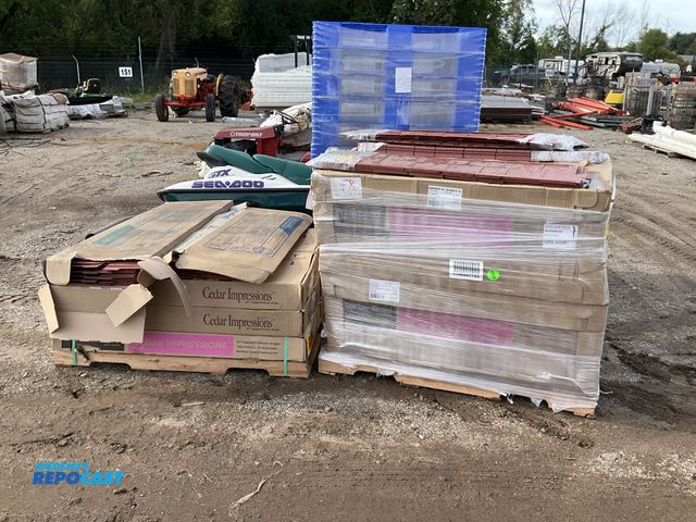Lot 2-27114 - (2) skids of Cedar Impressions staggered perf autumn red roof shingles/panels