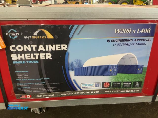 Lot 2-44388 - New Chery Industrial Gold Mountain 20’ Wide x 40’ Long Container Shelter, Single-Truss, 11 oz. PE Fa...