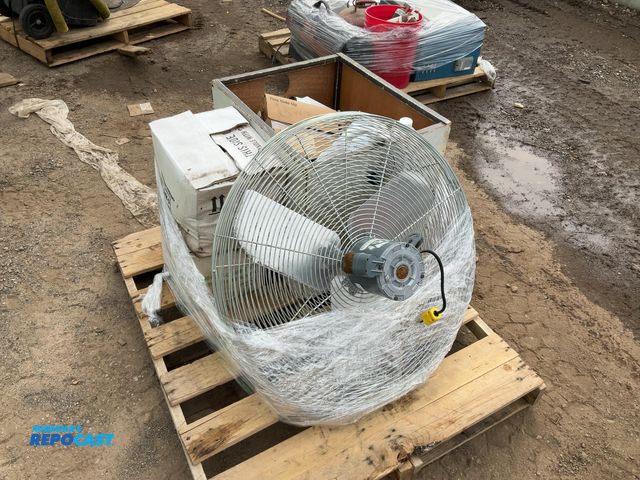 Lot 2-18531 - Skid Lot of Industrial Fan, Disinfectant, and Cleaners