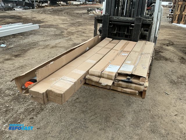 Lot 2-94677 - Pallet of 6 Industrial Sign Holders and 3 Vinyl Construction Banners