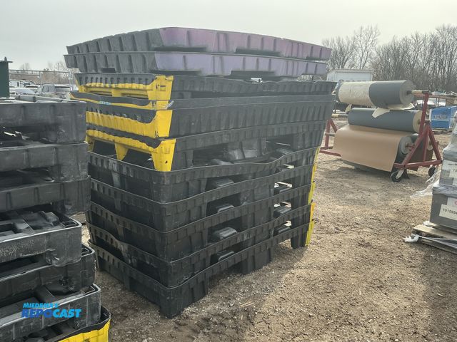 Lot 2-19870 - Stack of (11) heavy duty black industrial stackable plastic pallets 60” x 37” x 9”