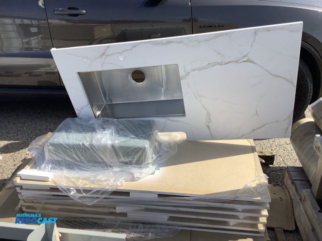 Lot 2-28085 - Skid lot of 51” x 27” Marbled Countertops with 22” x 12” Sinks