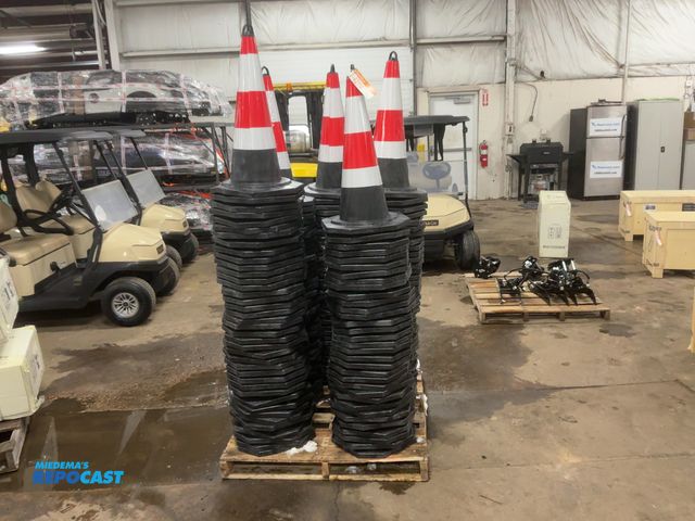 Lot 2-42114 - (179) New SDLANCH Black Rubber Traffic Cones with Reflective Tape, approx. 15-1/4”x15-1/4” base and ...