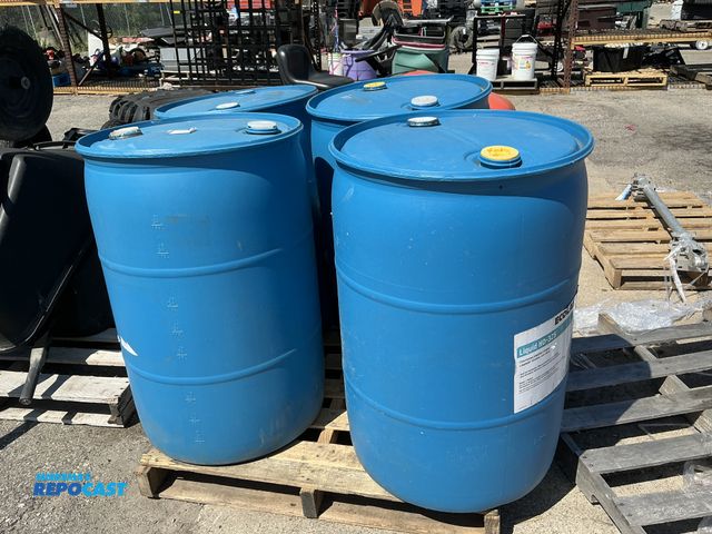 Lot 2-76606 - Lot of (4) blue 50 gallon plastic drums