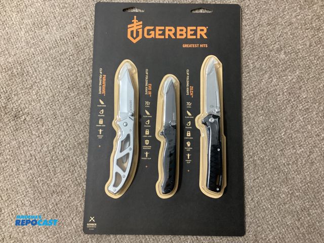 Lot 2-77733 - New 3 pack GERBER Greatest Hits knives. Paraframe clip folding knife, Evo Jr clip folding knife, Zil...