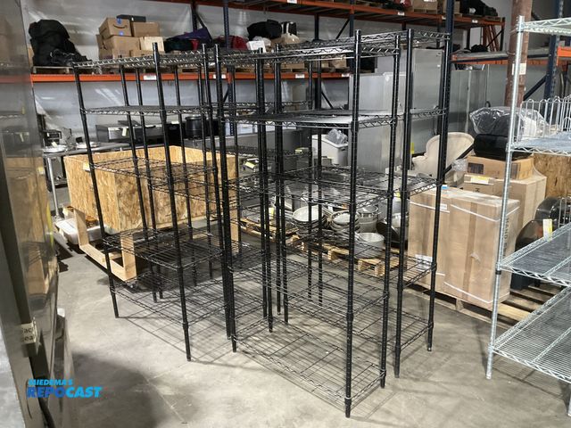 Lot 2-55120 - Lot of (5) 36” width x 72” height x 14” depth metal wire shelving units with a total of (25) adjusta...