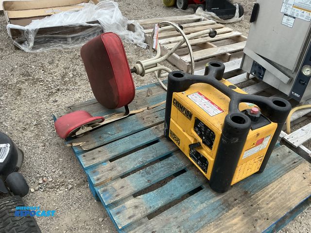 Lot 2-40537 - (1) yellow champion global power equipment portable gasoline powered generator and (1) red spiny rol...