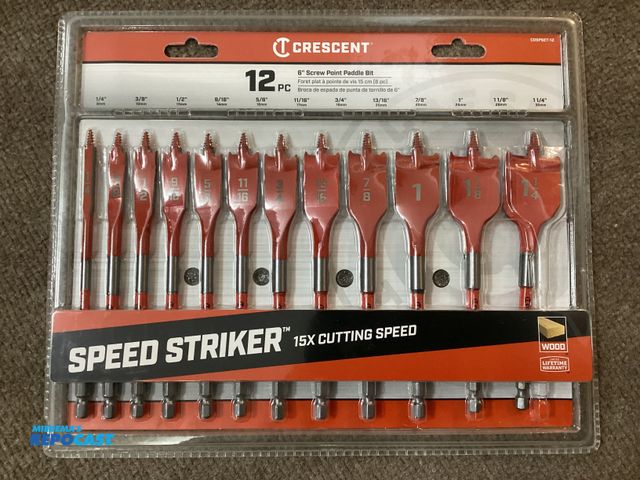 Lot 2-63255 - New Crescent 12 piece Speed Striker 6” Screw Point Paddle Bit Set. 15X Cutting Speed. High impact pe...