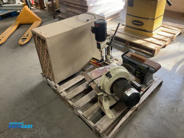Lot 2-15526 - Skid lot including: Performax 4” Belt/disc sander, Jet 12” Disc Sander, Jet Mortise Machine, and a J...