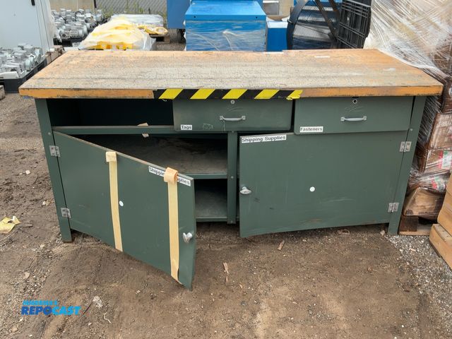 Lot 2-33835 - Work table/storage cabinet. Approx. 30.5” x 72”.