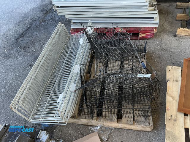 Lot 2-73048 - Skid Lot of Miscellaneous Wire Baskets For Shelving and Storage Units, Some Metal Brackets Included